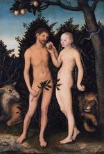 Cranach, Lucas, der Ältere - Adam und Eva im Paradies (Sündelfall)