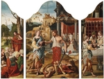 Meister der Genter Ehebrecherin - Triptychon mit Szenen aus der Vita Johannes des Täufers