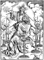 Dürer, Albrecht - Johannes erblickt die sieben Leuchter. Aus Apocalypsis cum Figuris