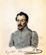 Bestuschew, Nikolai Alexandrowitsch - Porträt von Dekabrist Fürst Sergei Wolkonski (1788-1865)