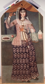 Iranischer Meister - Frau mit einer Rose in der Hand