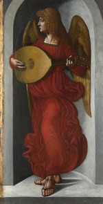 De Predis, Giovanni Ambrogio - Engel in Rot mit Laute
