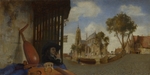 Fabritius, Carel - Ansicht von Delft mit Stand eines Musikinstrumentenverkäufers