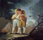 Goya, Francisco, de - Buben, die eine Schweinsblase aufblasen