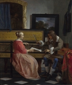 Metsu, Gabriel - Ein Mann und eine Frau, am Virginal sitzend