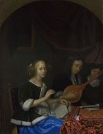 Schalcken, Godfried Cornelisz - Singende Frau und ein Mann mit Cister