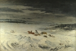 Courbet, Gustave - Eine Kutsche im Schnee
