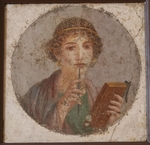 Herkulaneischer Meister - Mädchen mit Wachstafelbuch und Stilus (Sappho). Tondo