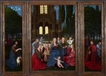 Niederländischer Meister - Madonna und Kind mit Heiligen und Engeln in einem Garten