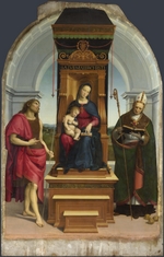 Raffael (Raffaello Sanzio da Urbino) - Madonna und Kind mit Heiligen Johannes dem Täufer und Nikolaus von Bari (Die Ansidei Madonna)