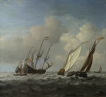 Velde, Willem van de, der Jüngere - Holländisches Schiff und Segelboote in einer Brise