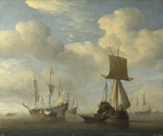 Velde, Willem van de, der Jüngere - Englisches Segelboot und holländische Schiffe in Windstille