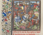 Unbekannter Künstler - Die Schlacht zwischen den Kreuzfahrern und Sarazenen. Miniatur aus der Historia Wilhelms von Tyrus
