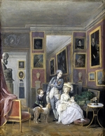 Unbekannter Künstler - Graf Alexander Sergeewitsch Stroganow mit seiner Frau Ekaterina Petrowna und Kinder