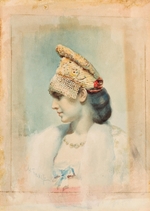 Bakst, Léon - Porträt eines Mädchens in Kokoschnik