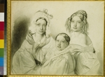 Bruni, Fjodor Antonowitsch - Porträt von Fürstinnen Praskowia (1817-1835), Nadeschda (1822-1840) und Maria (1813-1849) Wjasemski