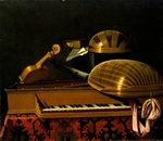 Bettera, Bartolomeo - Stilleben mit Musikinstrumenten und Bücher
