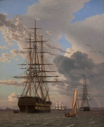 Eckersberg, Christoffer-Wilhelm - Russisches Segellinienschiff Asow und eine Fregatte vor Anker vor Elsinore