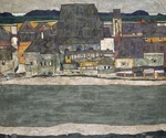 Schiele, Egon - Häuser am Fluss (Die alte Stadt)