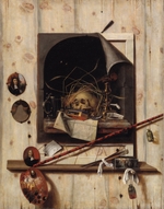 Gijsbrechts, Cornelis Norbertus - Trompe l'oeil mit der Atelierwand und Vanitas-Stillleben