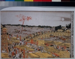 Hokusai, Katsushika - Feuerwerk an der Ryogoku-Brücke
