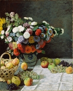 Monet, Claude - Stillleben mit Blumen und Früchten