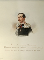 Hau (Gau), Wladimir (Woldemar) Iwanowitsch - Porträt von Konstantin Fjodorowitsch Opotschinin (1808-1848) (aus dem Album des Garde-Kavallerie-Regiments)