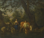 Velde, Adriaen, van de - Bauern mit Kühe bei Flussdurchquerung
