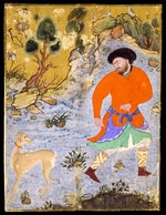 Iranischer Meister - Mann mit einem Saluki
