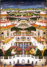 Indische Kunst - Ein Palastkomplex mit Harem Gärten