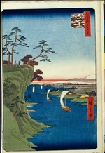 Hiroshige, Utagawa - Landschaft am Tonegawa mit dem Storchenhügel (Einhundert Ansichten von Edo)