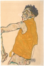 Schiele, Egon - Selbstbildnis in gelber Weste