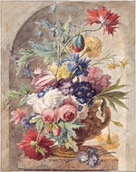 Huysum, Jan, van - Blumenstillleben. Vase vor einer halbrunden Wandnische