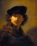 Rembrandt van Rhijn - Selbstbildnis mit Samtbarett