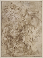 Buonarroti, Michelangelo - Studien zu einer Heiligen Familie mit dem Johannesknaben