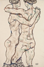Schiele, Egon - Sich umarmende Mädchenakte