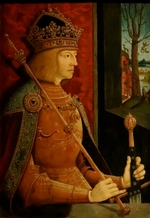 Strigel, Bernhard - Maximilian I. (1459-1519), Bildnis in halber Figur im goldenen Harnisch