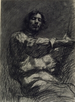 Courbet, Gustave - Sitzender junger Mann, Studie. (Selbstporträt vor der Staffelei)