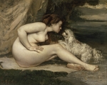 Courbet, Gustave - Nackte Frau mit Hund