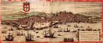 Hogenberg, Frans - Blick auf Lissabon und Tejo (Aus: Civitates Orbis Terrarum)