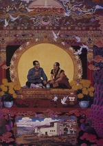 Unbekannter Künstler - Das Treffen Zhu De mit dem Lebenden Buddha Geda 1936