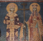 Unbekannter Künstler - Lobpreisung des Kreuzes. Heiligen Konstantin der Große und Helena