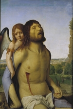Antonello da Messina - Der Leichnam Christi von einem Engel gehalten