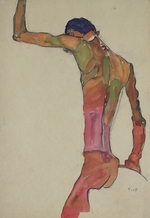 Schiele, Egon - Männlicher Akt mit erhobenem Arm