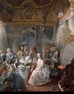 Gautier Dagoty, Jean-Baptiste André - Marie Antoinette, die Harfe spielend