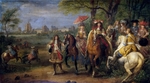 Meulen, Adam Frans, van der - Ludwig XIV. und Maria Theresia auf der Spazierfahrt beim Schloß Vincennes im Jahr 1669