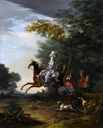 Brun de Versoix, Louis-Auguste - Marie Antoinette (1755-1793), bei der Jagd mit Hunden
