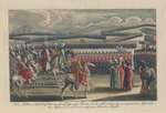Unbekannter Künstler - Sultan Selim III. begleitet von den Grossen des Reichs, bei der Heerschau des neuorganisierten Fussvolks