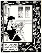 Beardsley, Aubrey - How La Beale Isoud Wrote to Sir Tristram. Illustration für das Buch Le Morte Darthur von Sir Thomas Malory