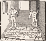 Schön, Erhard - Drei männliche Figuren in einem Raum (Aus: Unnderweissung der Proportzion)